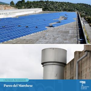 Parco del Marchese, a Laterza(TA) è il più grande impianto di sollevamento idrico, il punto di confluenza degli acquedotti del Pertusillo e del Sinni. L’impianto alimenta la zona centro-meridionale della Puglia nonché parte della Lucania.